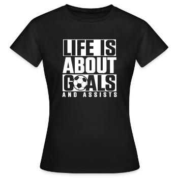 La vie est faite de buts et d’aides au football - T-shirt Femme - noir - Devant - AI Model Female 172 dark (172cm)