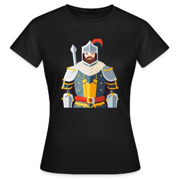 Un chevalier médiéval en armure - T-shirt Femme - noir - Devant - AI Model Female 172 dark (172cm)