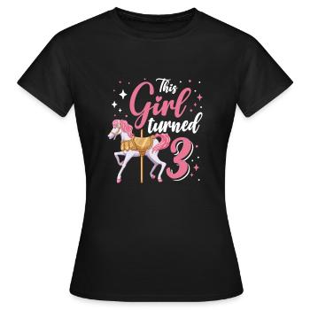 Carousel Birthday Party Cette fille a eu 3 ans - T-shirt Femme - noir - Devant - AI Model Female 172 dark (172cm)