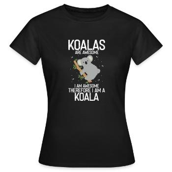 Humorous Koala Are Awesome Mammals Marsupials - Women's T-Shirt - black - Front - AI Model Female 172 dark (172cm)