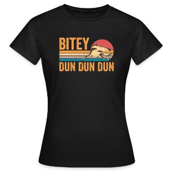 Lustiger Hammerhai Bitey Dun Dun Dun Retro - Frauen T-Shirt - Schwarz - Vorne - AI Model Female 172 dark (172cm)