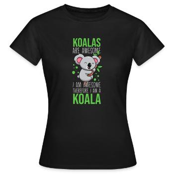 Humorous Koala Are Awesome Mammals Marsupials - Women's T-Shirt - black - Front - AI Model Female 172 dark (172cm)