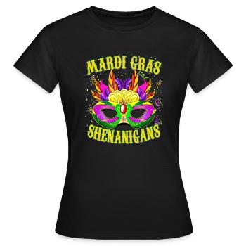 Manigances de Mardi Gras - Drôle de Mardi Gras - T-shirt Femme - noir - Devant - AI Model Female 172 dark (172cm)