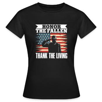 Ehre den Gefallenen Danke den Lebenden Gedenktag V - Frauen T-Shirt - Schwarz - Vorne - AI Model Female 172 dark (172cm)