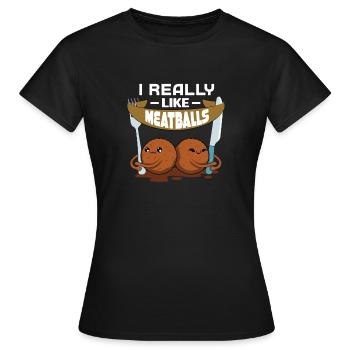 Boulettes de viande Boulettes de viande Cadeau - T-shirt Femme - noir - Devant - AI Model Female 172 dark (172cm)