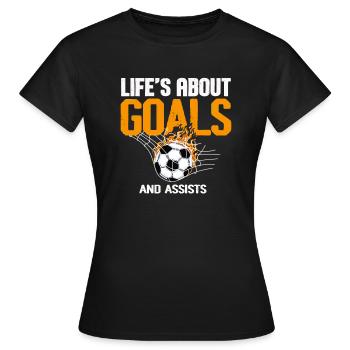 La vie est faite de buts et de passes décisives Football de futbol - T-shirt Femme - noir - Devant - AI Model Female 172 dark (172cm)