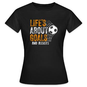 La vie est faite de buts et de passes décisives Football de futbol - T-shirt Femme - noir - Devant - AI Model Female 172 dark (172cm)