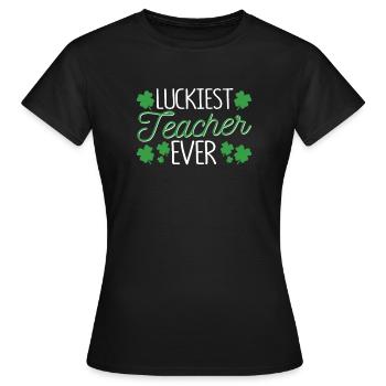 Drôle de la Saint-Patrick Enseignez le bonheur à Pattys Day - T-shirt Femme - noir - Devant - AI Model Female 172 dark (172cm)