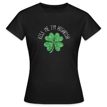Embrasse-moi à Highrish Irish St Patrick’s Day Grass - T-shirt Femme - noir - Devant - AI Model Female 172 dark (172cm)