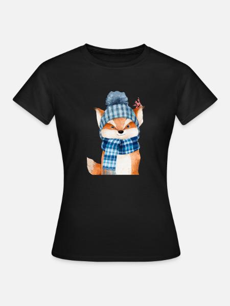 Winter Fuchs - Frauen T-Shirt - Schwarz