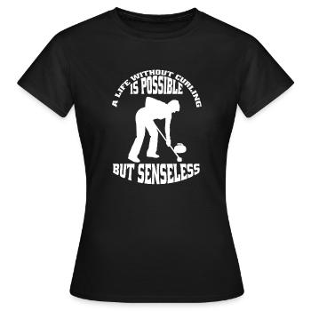 Curling Stone Curling Stone Curl Curler Cadeau - T-shirt Femme - noir - Devant - AI Model Female 172 dark (172cm)