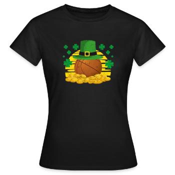 Lucky Basketball Leprechaun Hat Heap Golden - T-shirt Femme - noir - Devant - AI Model Female 172 dark (172cm)