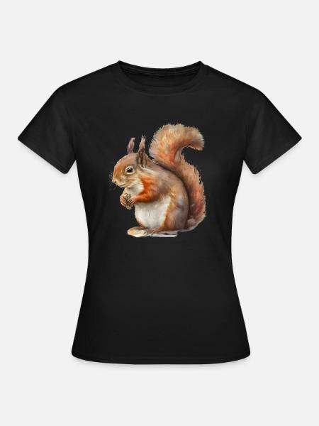 Eich-Hörnchen, lustige Baummaus - Frauen T-Shirt - Schwarz
