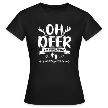 Oh Deer Im Pregnant Schwangerschaft Geburt - Frauen T-Shirt - Schwarz - Vorne - AI Model Female 172 dark (172cm)