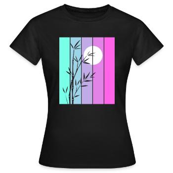 Minimalistischer Bambus - Frauen T-Shirt - Schwarz - Vorne - AI Model Female 172 dark (172cm)