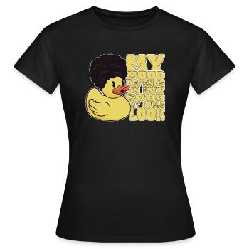 My mood depends on it - Women's T-Shirt - black - Front - AI Model Female 172 dark (172cm)