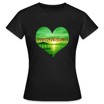 Indonesian Heart Design - Green - Women's T-Shirt - black - Front - AI Model Female 172 dark (172cm)