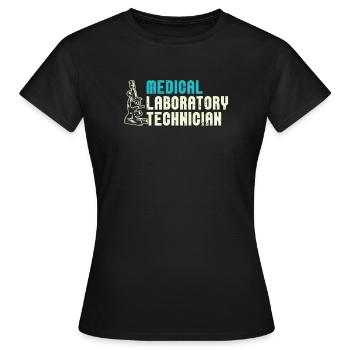 Biologie Biologe Mikroskop - Frauen T-Shirt - Schwarz - Vorne - AI Model Female 172 dark (172cm)