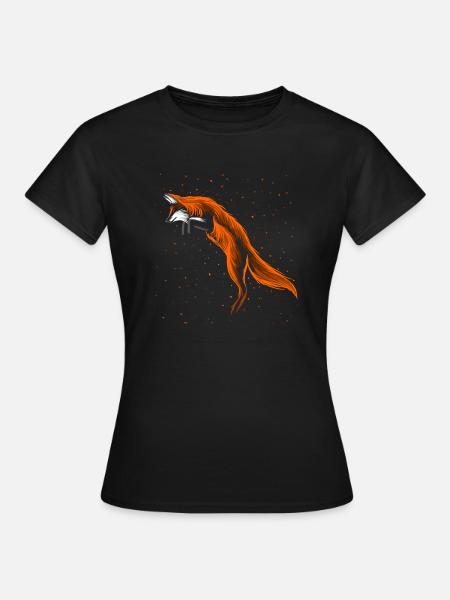 Fuchs Springen - Frauen T-Shirt - Schwarz