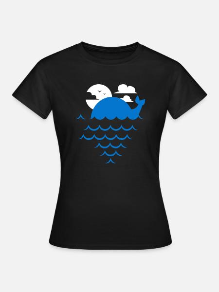 Minimalistischer Wal - Frauen T-Shirt - Schwarz