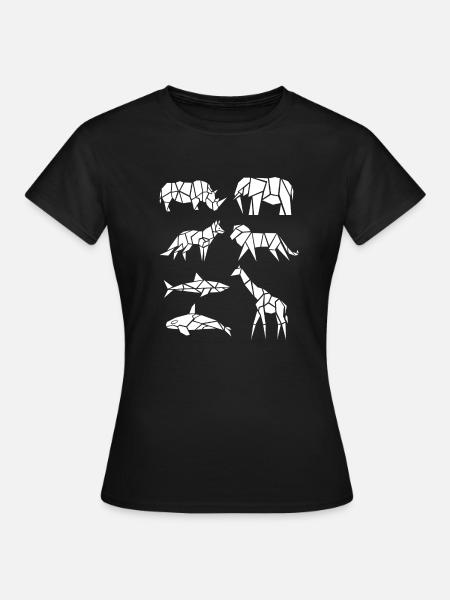 Tierisches Origami - Frauen T-Shirt - Schwarz