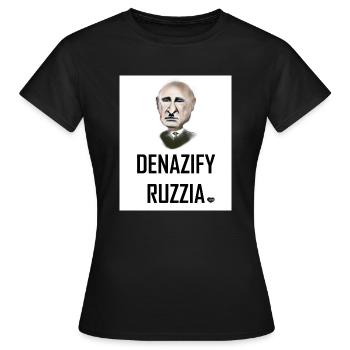 Caricature de Poutine - Denazify Ruzzland - T-shirt Femme - noir - Devant - AI Model Female 172 dark (172cm)