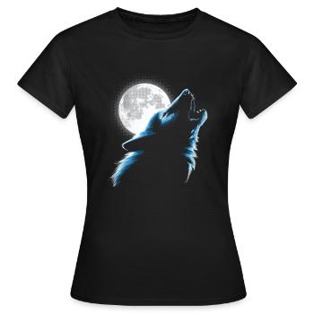 Wolf howling at the moon - Women's T-Shirt - black - Front - AI Model Female 172 dark (172cm)