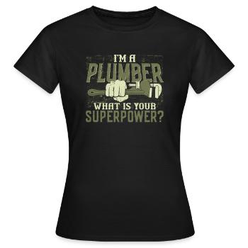 Plombier de plomberie vintage Je suis un - T-shirt Femme - noir - Devant - AI Model Female 172 dark (172cm)