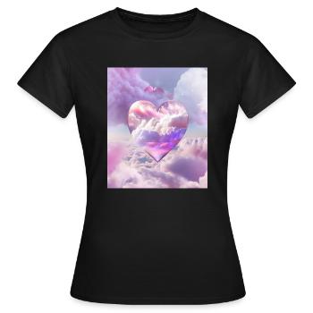 Herz mit Wolken - Frauen T-Shirt - Schwarz - Vorne - AI Model Female 172 dark (172cm)
