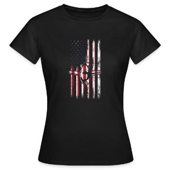 Aerospace Space Travel Space Flight USA Flag Space - Women's T-Shirt - black - Front - AI Model Female 172 dark (172cm)