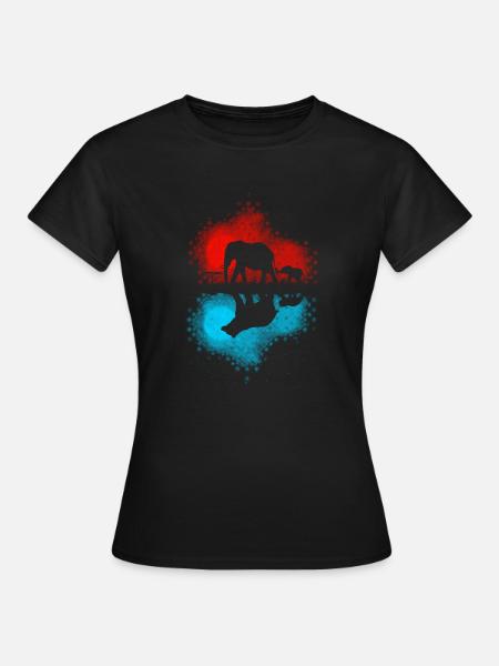Elefant Reflexion Bär - Frauen T-Shirt - Schwarz