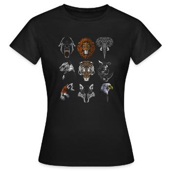 Tribu animale - T-shirt Femme - noir - Devant - AI Model Female 172 dark (172cm)