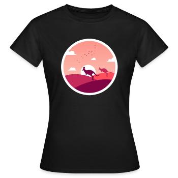 Kängurus springen - Frauen T-Shirt - Schwarz - Vorne - AI Model Female 172 dark (172cm)