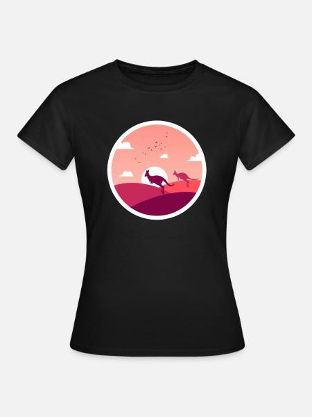 Kängurus springen - Frauen T-Shirt - Schwarz