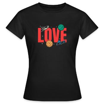 Spaceship Solar System Aerospace Space Travel LOVE - Frauen T-Shirt - Schwarz - Vorne - AI Model Female 172 dark (172cm)