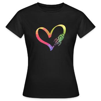Space Travel Space Astronaut Aerospace Heart Space - Frauen T-Shirt - Schwarz - Vorne - AI Model Female 172 dark (172cm)