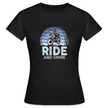Ride And Shine - Vélos VTT Hommes Femmes - T-shirt Femme - noir - Devant - AI Model Female 172 dark (172cm)