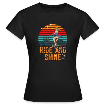 Ride And Shine - Vélos VTT Hommes Femmes - T-shirt Femme - noir - Devant - AI Model Female 172 dark (172cm)