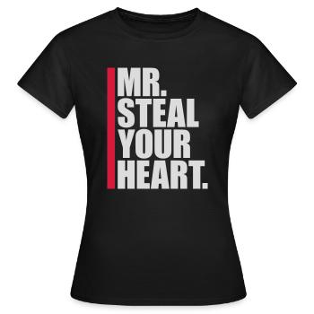mr steal your heart - Women's T-Shirt - black - Front - AI Model Female 172 dark (172cm)