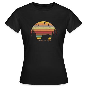 Murmeltier Retro Waldmurmeltier Vintage - Frauen T-Shirt - Schwarz - Vorne - AI Model Female 172 dark (172cm)