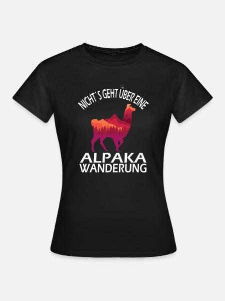 Alpaka und Lama Wanderung - Frauen T-Shirt - Schwarz