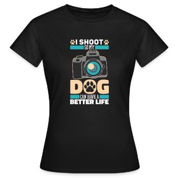 Kameramann Hund - Frauen T-Shirt - Schwarz - Vorne - AI Model Female 172 dark (172cm)