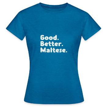 Malteser - Frauen T-Shirt - Antikblaues Saphir meliert - Vorne - AI Model Female 172 dark (172cm)