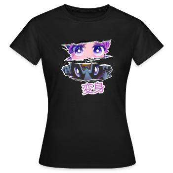 Transformation Anime von gut zu böse - Frauen T-Shirt - Schwarz - Vorne - AI Model Female 172 dark (172cm)