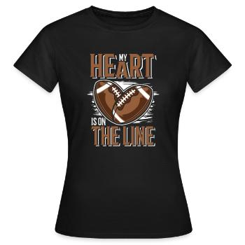 Mon cœur bat pour le football de ligne offensive - T-shirt Femme - noir - Devant - AI Model Female 172 dark (172cm)