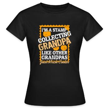 Je suis un collectionneur de timbres GRANDPA Collectionneur rétro - T-shirt Femme - noir - Devant - AI Model Female 172 dark (172cm)
