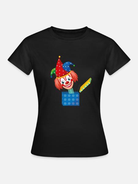 Fasching Kostüm Clown Kasper aus der Box Karneval - Frauen T-Shirt - Schwarz