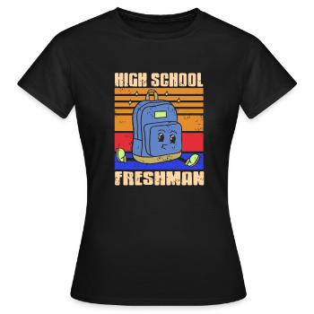 High School Freshman Retro Vintage Freshman - Women's T-Shirt - black - Front - AI Model Female 172 dark (172cm)