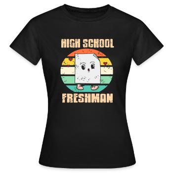 High School Freshman Retro Vintage Freshman - Women's T-Shirt - black - Front - AI Model Female 172 dark (172cm)