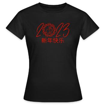 Joyeux Nouvel An chinois Hiéroglyphes de lapin - T-shirt Femme - noir - Devant - AI Model Female 172 dark (172cm)